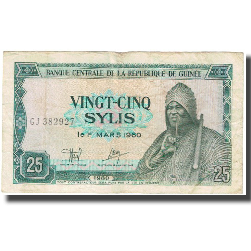 Banknot,
Gwinea,
25 Sylis