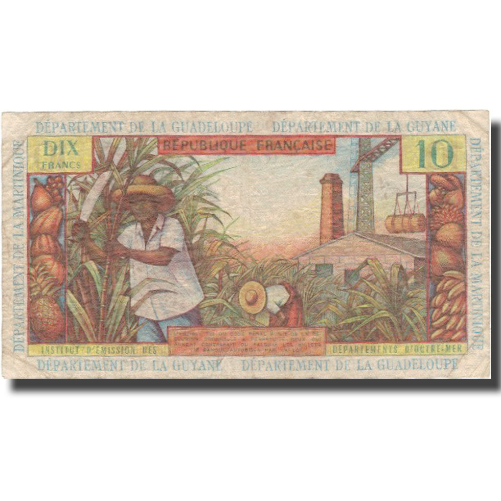 Banknot,
Antyle Francuskie,
10 franków