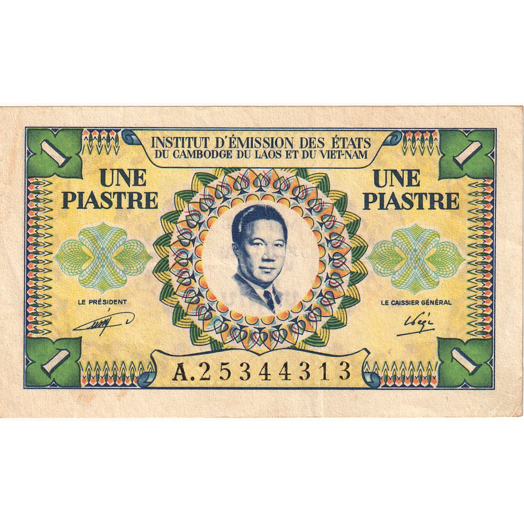 Banknot,
INDOCHINA FRANCUSKA,
1 Piastre = 1 Riel