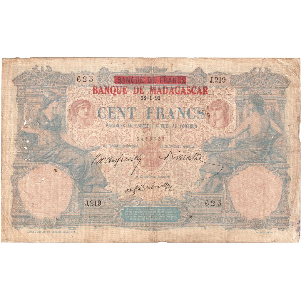 Madagaskar,
100 franków,
1893
