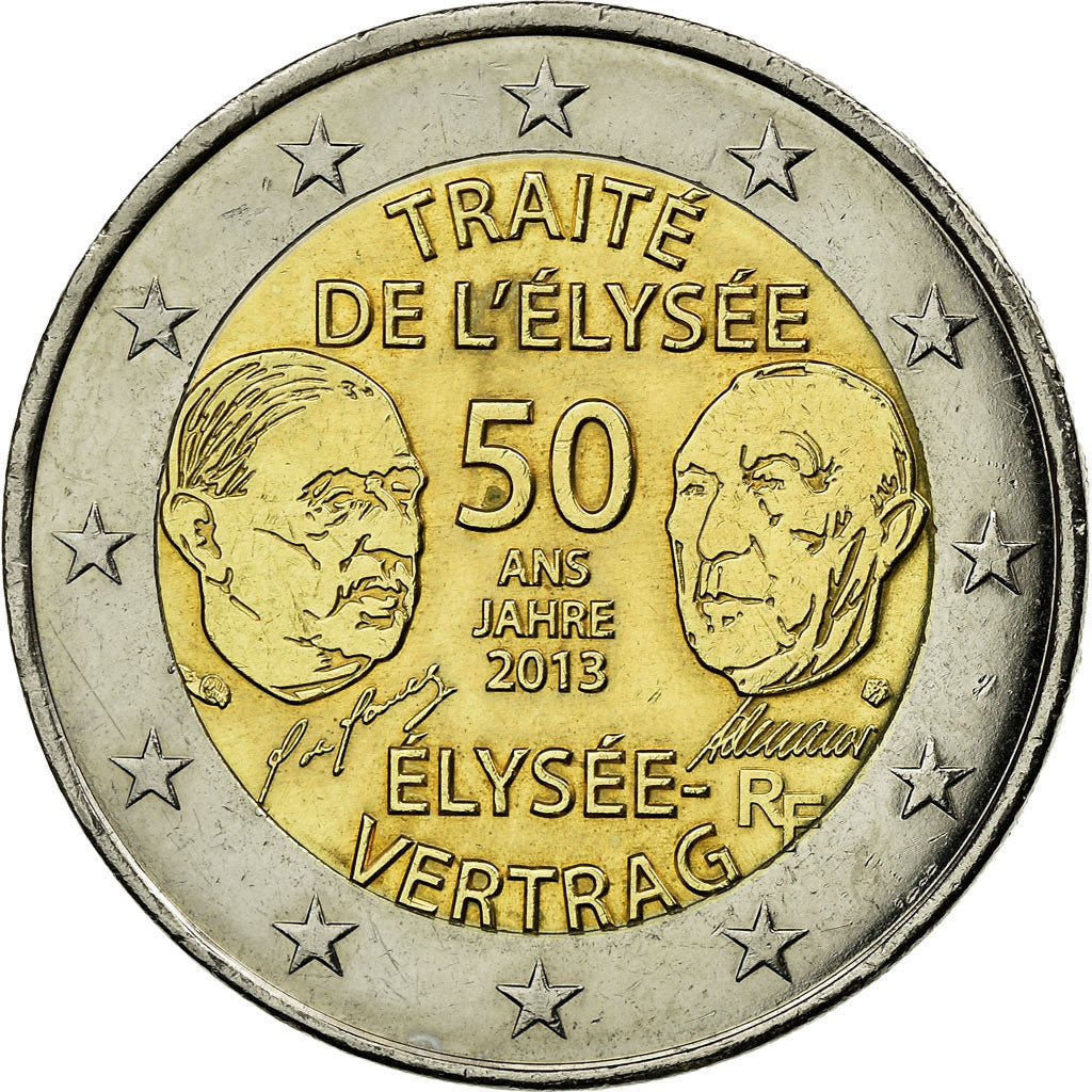 Francja,
2 euro,
Französisch-deutsche Freundschaft