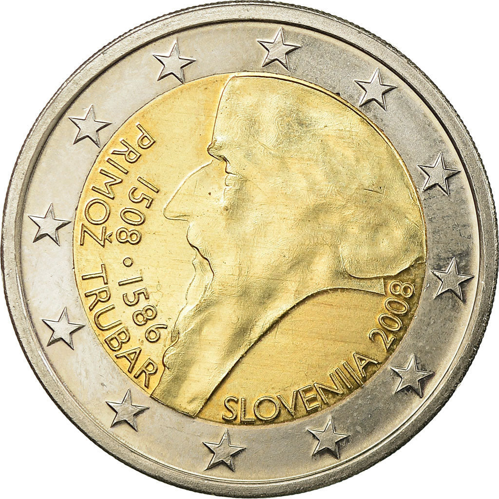 Słowenia,
2 euro,
500. Geburtstag von Primoz Tubar