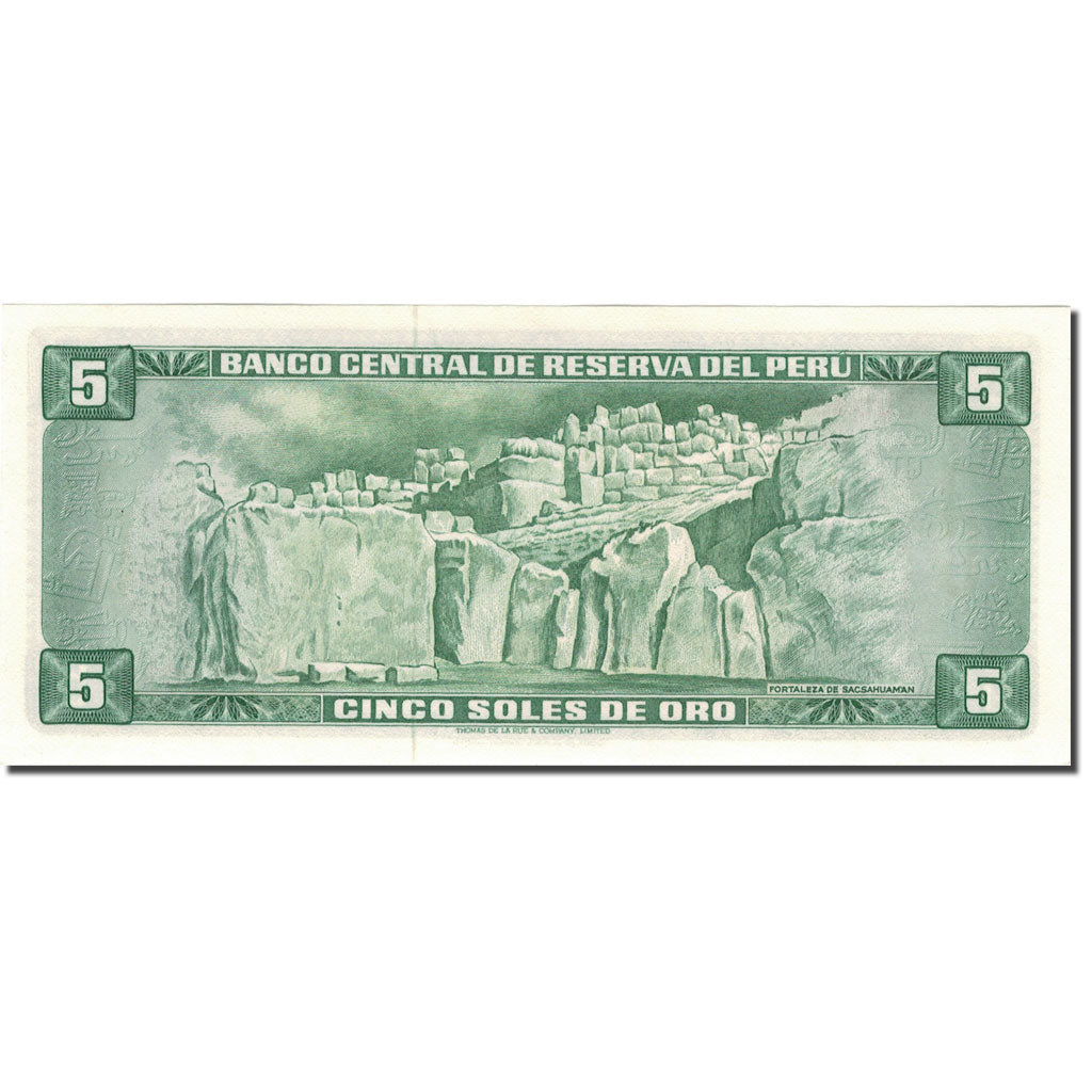 Banknot,
Peru,
5 podeszew De Oro