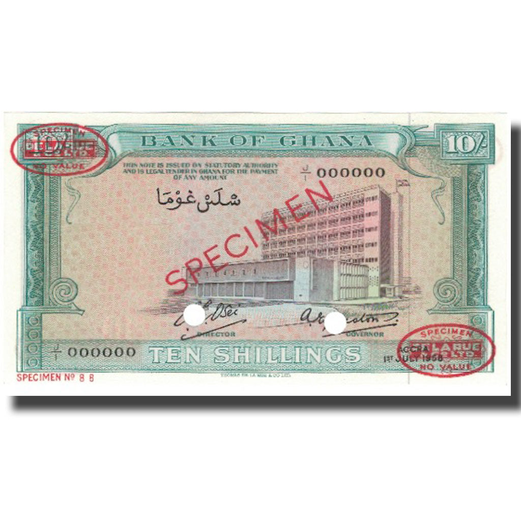Banknot,
Ghana,
10 szylingów