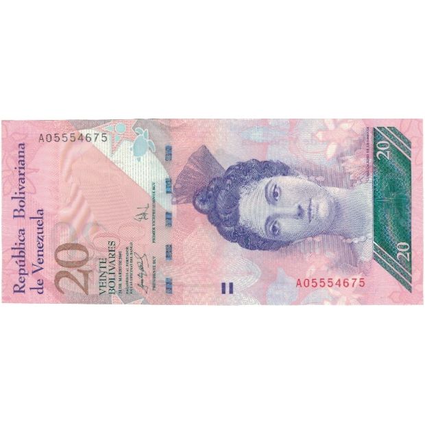 Banknot,
Wenezuela,
20 boliwarów