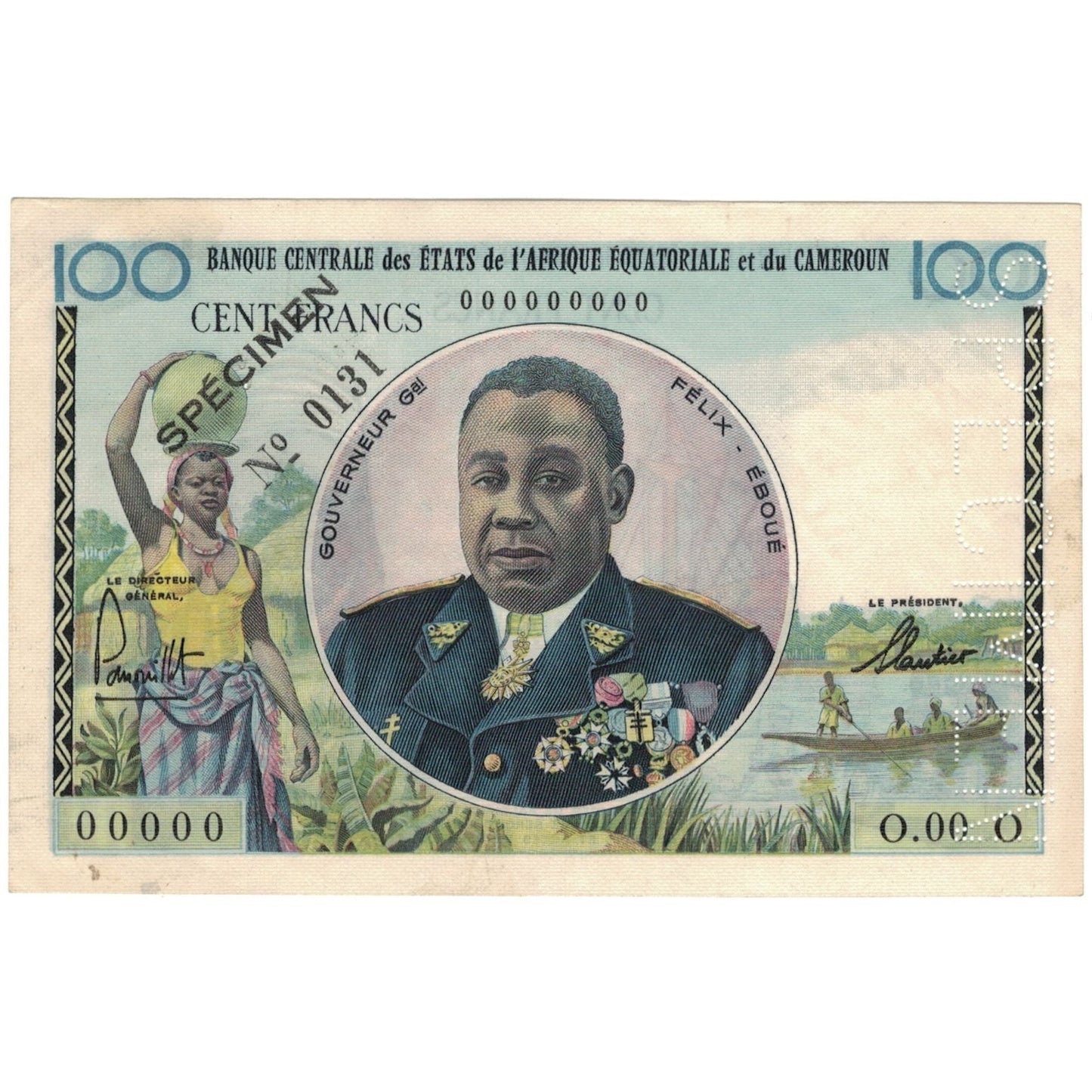 Banknot,
Państwa Afryki Środkowej,
100 franków