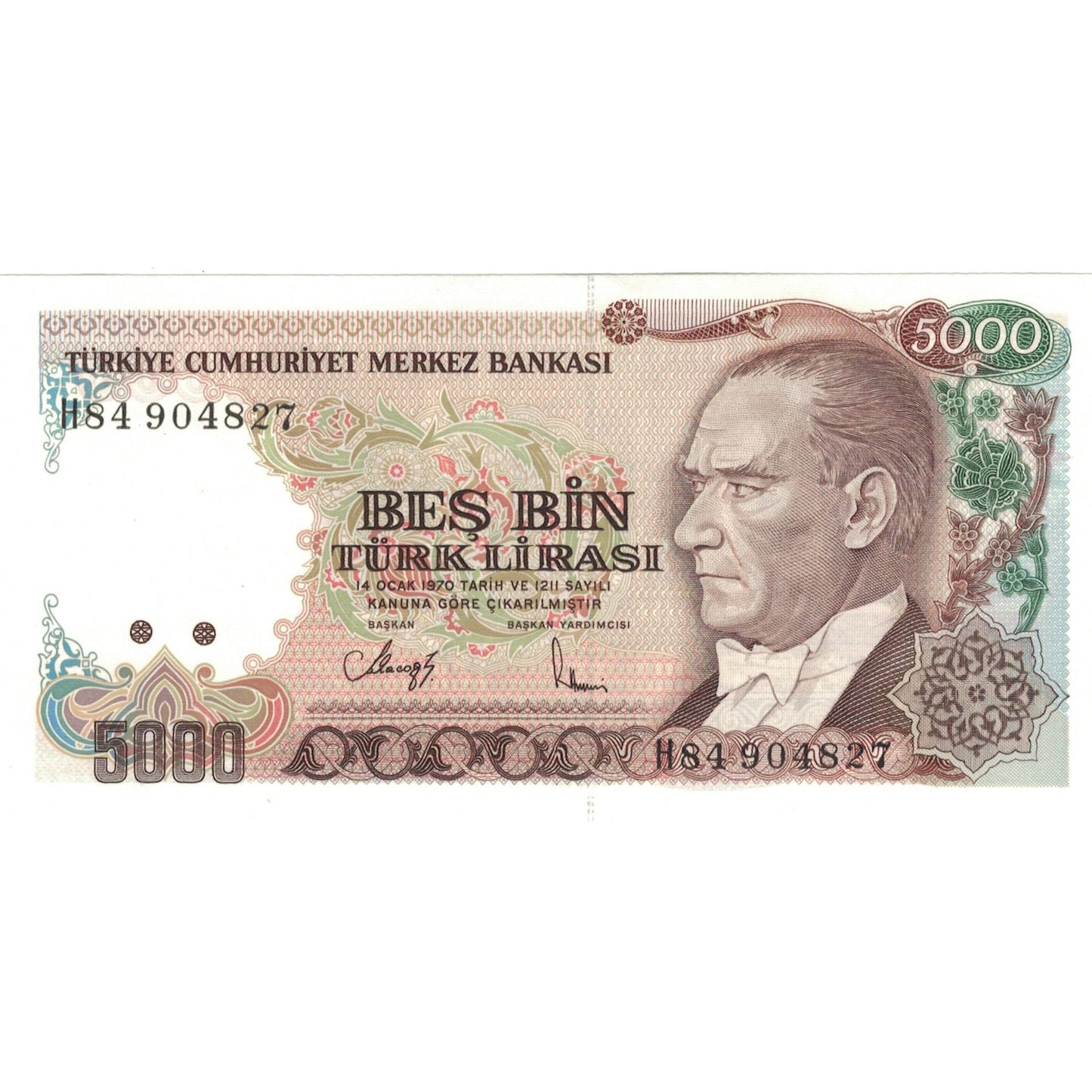 Banknot,
Indyk,
5000 lirów