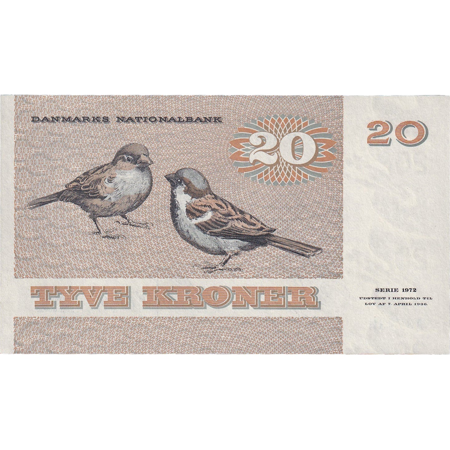 Banknot,
Dania,
20 koron