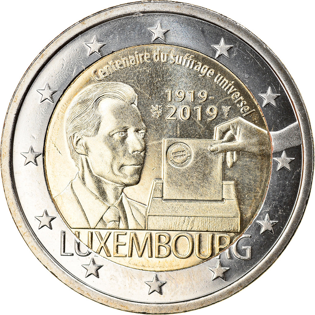Luksemburg,
2 euro,
100 Jahre des allgemeinen Wahlrechts