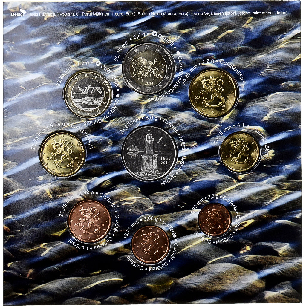 Finlandia,
Setze 1 ct. - 2 Euro + Jeton,
2011