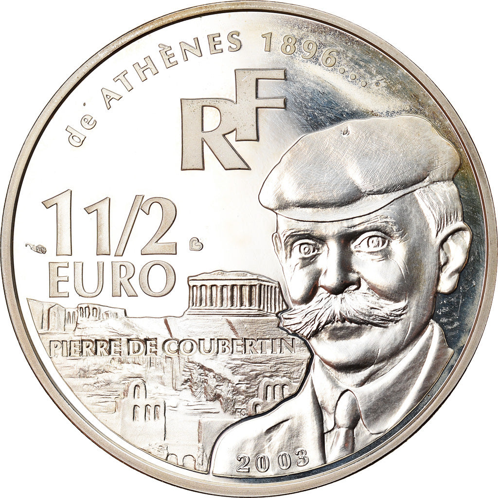 Francja,
1-1/2 Euro,
Pierre'a de Coubertina