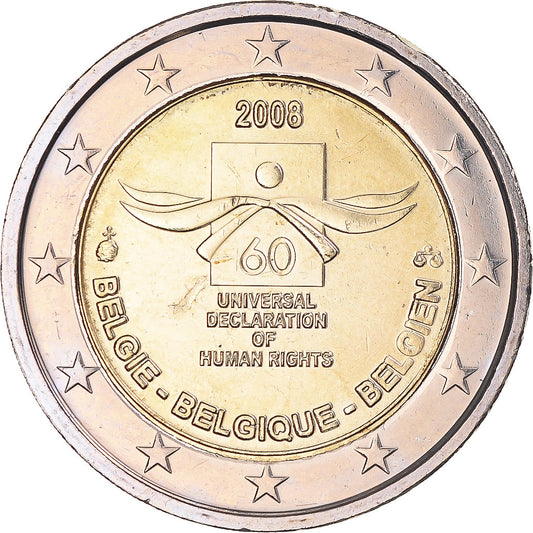 Belgia, 
  
  2 euro, 
  
  60 Jahre nach der Erklärung der allgemeinen Menschenrechte des Menschen