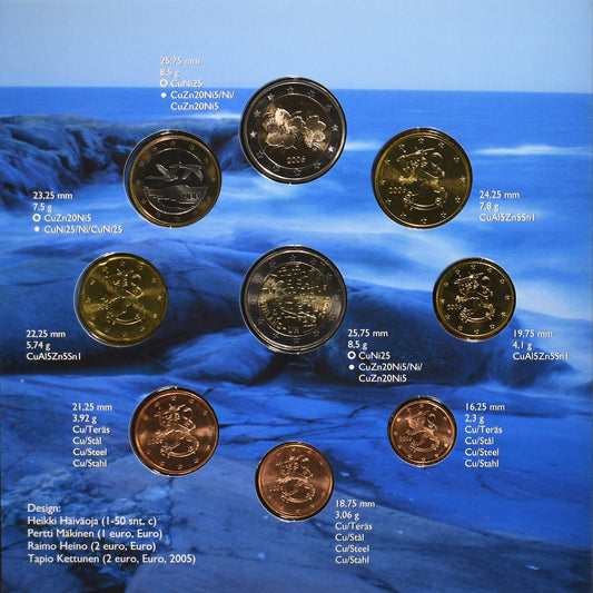 Finlandia, 
  
  Setze 1 ct. - 2 Euro + 2 €, 
  
  FDC
