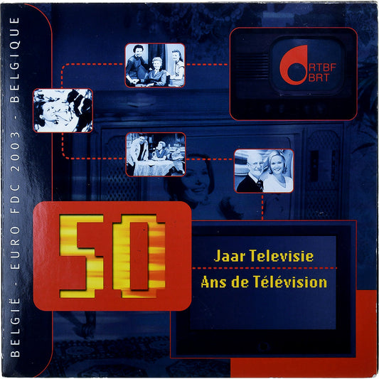 Belgia, 
  
  Setze 1 ct. - 2 Euro + Jeton, 
  
  50 Ans de Télévision