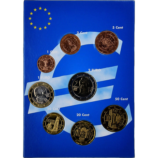 Österreich, 
  
  Setze 1 ct. - 2 euro, 
  
  Zestaw europejski