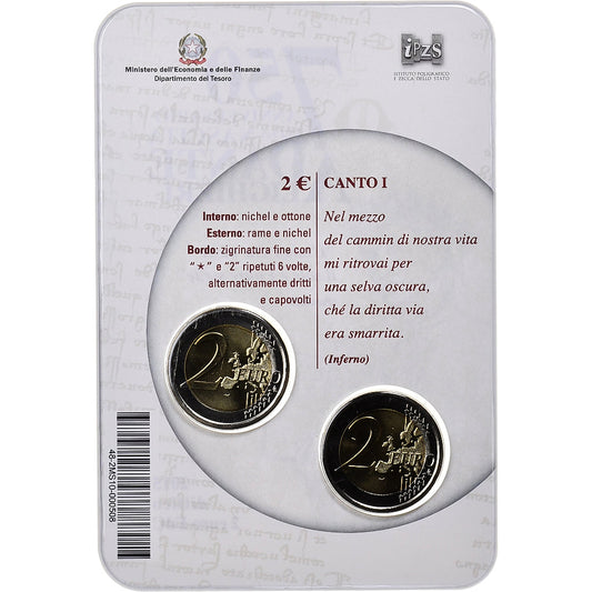 włoski, 
  
  2x 2 Euro, 
  
  Dantego Alighieri