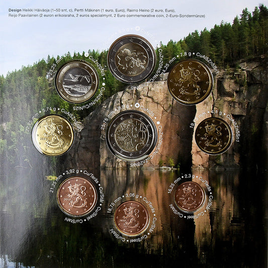 Finlandia, 
  
  Setze 1 ct. - 2 Euro + 2 €, 
  
  2010