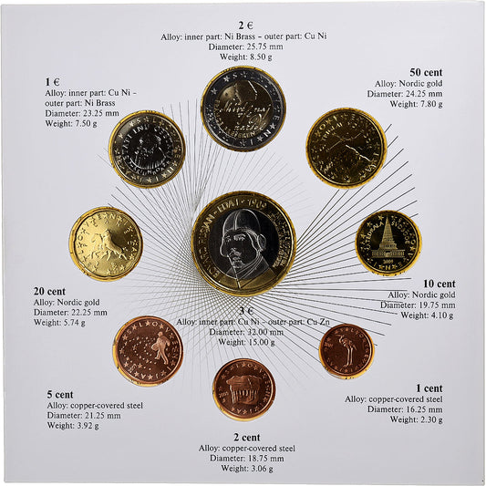 Słowenia, 
  
  1 cent za 2 euro + 3 euro, 
  
  BU