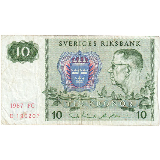 Szwecja, 
  
  10 koron, 
  
  VF(30-35)