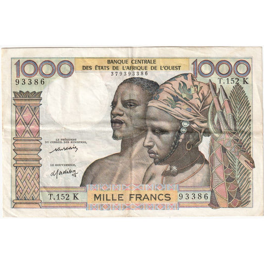 Państwa Afryki Zachodniej, 
  
  1000 franków, 
  
  VF(30-35)