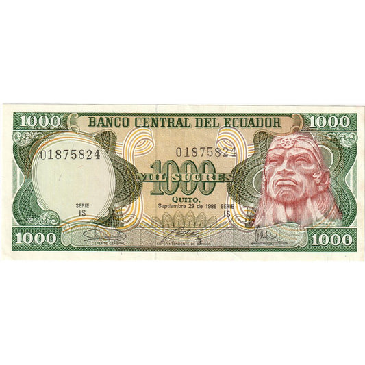 Ekwador, 
  
  1000 Sucre, 
  
  29.09.1986