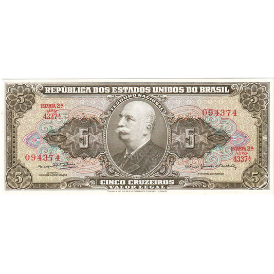 Brazylia, 
  
  5 Cruzeirów, 
  
  UNC(65-70)
