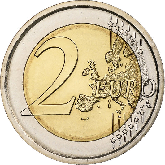 włoski, 
  
  2 euro, 
  
  30 Jahre vor dem Drapeau de l'UE