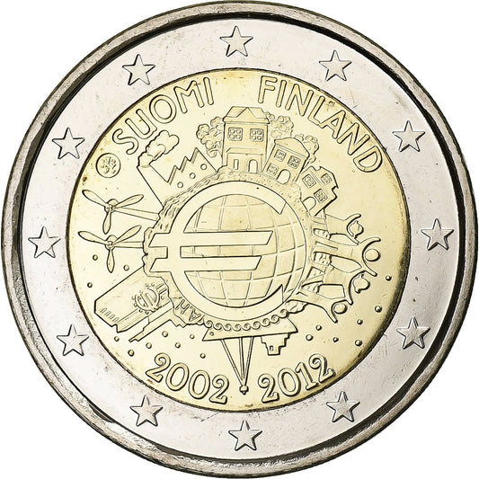 Finlandia, 
  
  2 euro, 
  
  10 Jahre Euro-Bargeld
