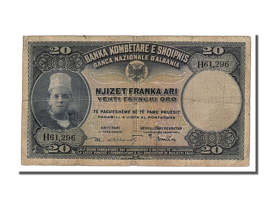 Banknot, 
  
  Albania, 
  
  20 Franka Ari