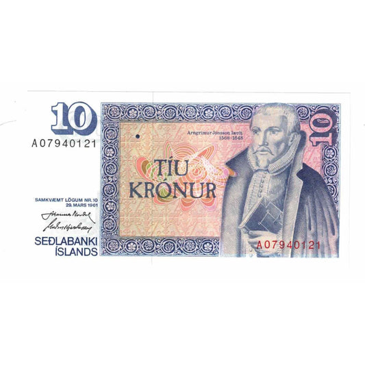 Banknot, 
  
  Islandia, 
  
  10 koron