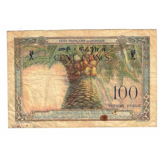 Banknot, 
  
  Somaliland Francuski, 
  
  100 franków