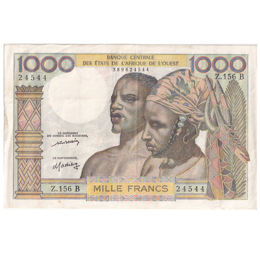 Banknot, 
  
  Państwa Afryki Zachodniej, 
  
  1000 franków