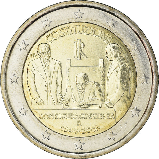 włoski, 
  
  2 euro, 
  
  70. Jahrestag der italienischen Verfassung