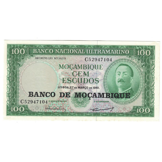 Banknot, 
  
  Mozambik, 
  
  100 escudo