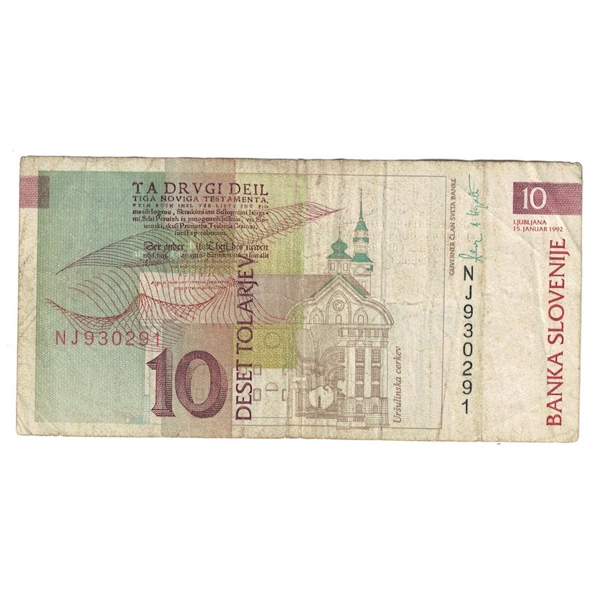 Banknot, 
  
  Słowenia, 
  
  10 Tolarjew