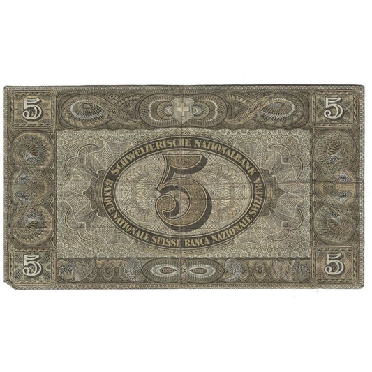 Banknot, 
  
  Szwajcaria, 
  
  5 Frankena