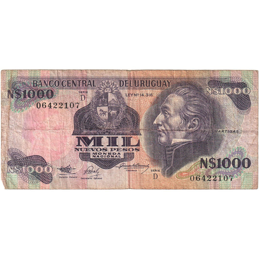 Banknot, 
  
  Urugwaj, 
  
  1000 Nuevos Peso