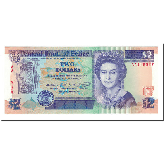 Banknot, 
  
  Belize, 
  
  2 dolary