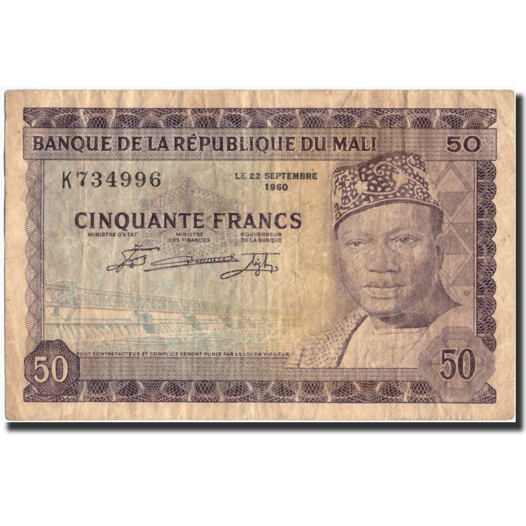 Banknot, 
  
  Mali, 
  
  50 franków