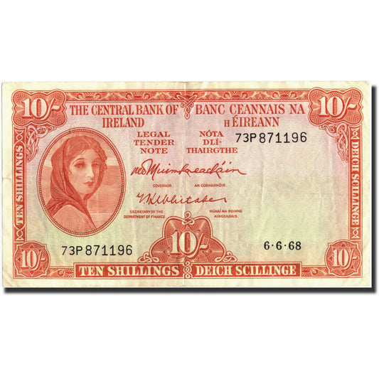 Banknot, 
  
  Irlandia - Republika, 
  
  10 szylingów