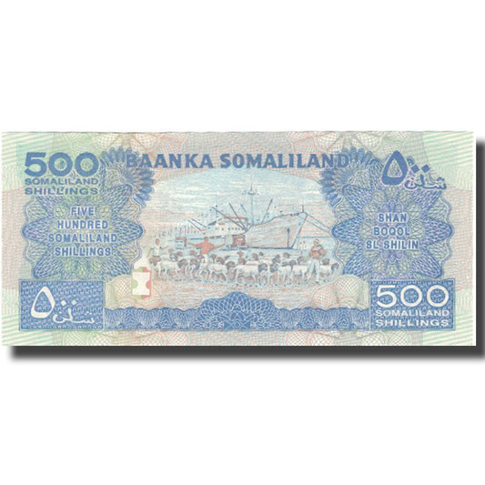 Banknot, 
  
  Somaliland, 
  
  500 szylingów = 500 szylinów