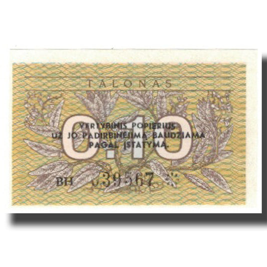 Banknot, 
  
  Litwa, 
  
  0,10 Talona