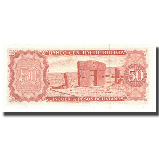 Banknot, 
  
  Boliwia, 
  
  Boliviano 50 peso