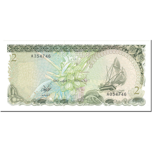 Banknot, 
  
  Malediwy, 
  
  2 Rufija