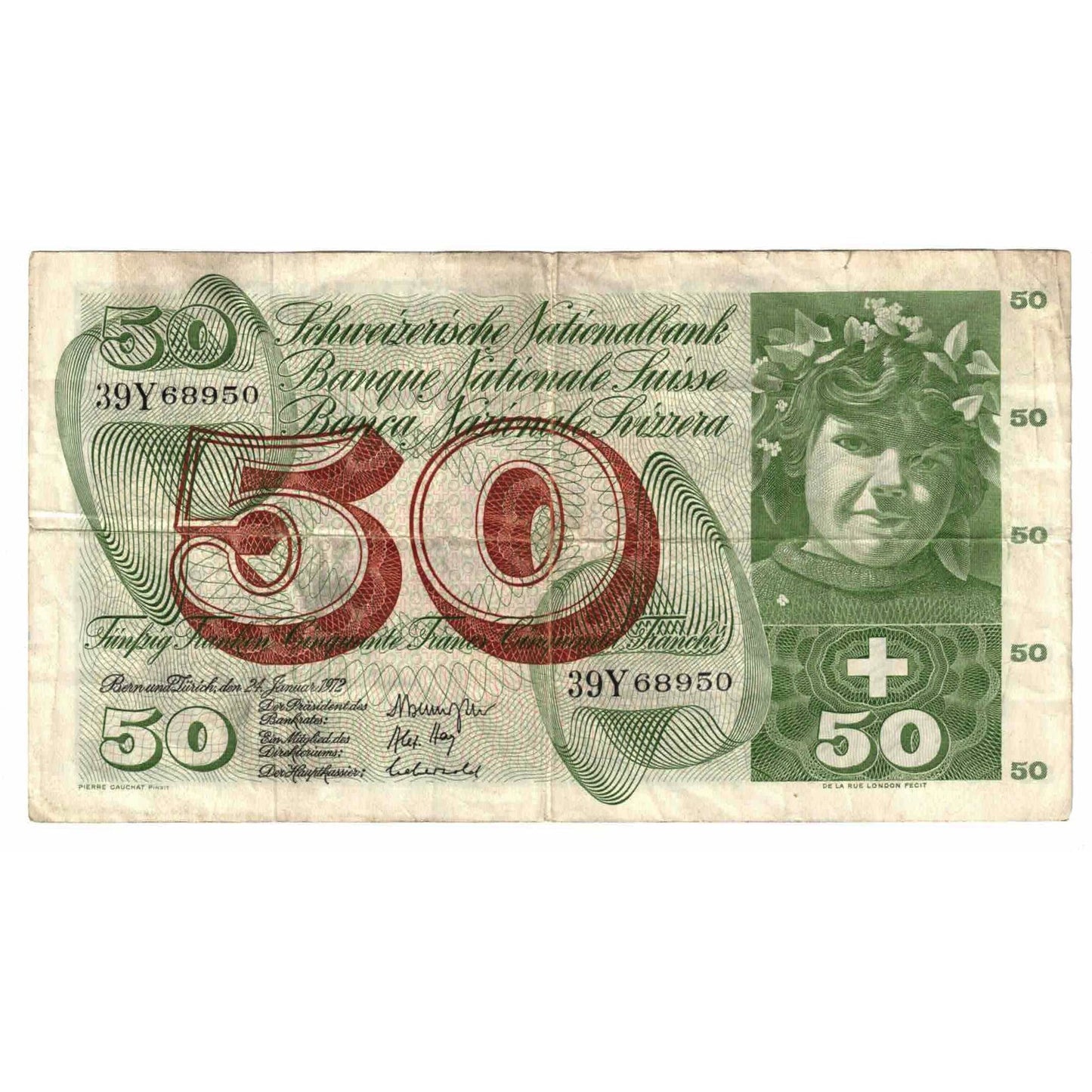 Banknot, 
  
  Szwajcaria, 
  
  50 Frankenów