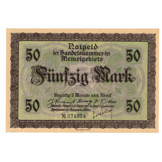 Banknot, 
  
  Memel, 
  
  50 Marek