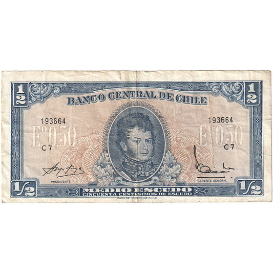 Banknot, 
  
  Chile, 
  
  1/2 escudo
