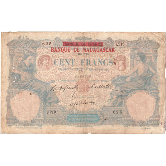 Madagaskar, 
  
  100 franków, 
  
  1893