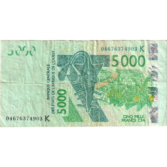 Państwa Afryki Zachodniej, 
  
  5000 franków, 
  
  VF(20-25)