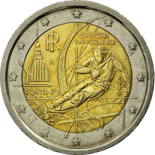 włoski, 
  
  2 euro, 
  
  Olympische Winterspiele w Turynie